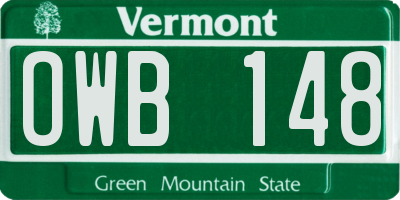 VT license plate OWB148
