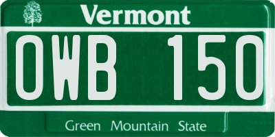 VT license plate OWB150