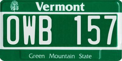 VT license plate OWB157