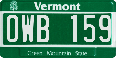 VT license plate OWB159
