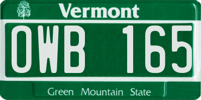 VT license plate OWB165