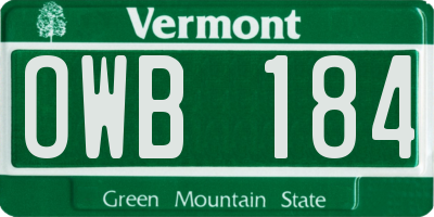 VT license plate OWB184