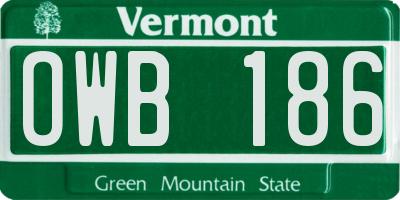 VT license plate OWB186