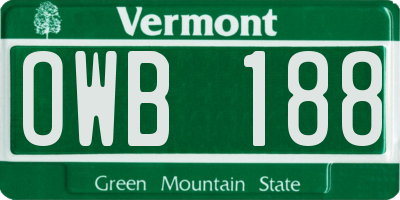 VT license plate OWB188
