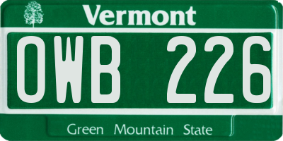VT license plate OWB226