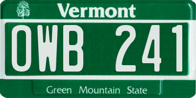 VT license plate OWB241