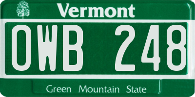 VT license plate OWB248