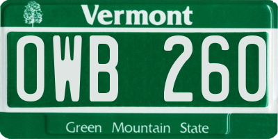 VT license plate OWB260