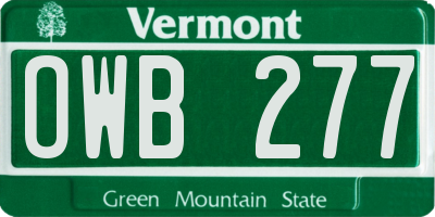 VT license plate OWB277