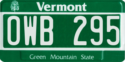 VT license plate OWB295