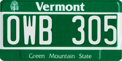 VT license plate OWB305