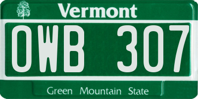 VT license plate OWB307
