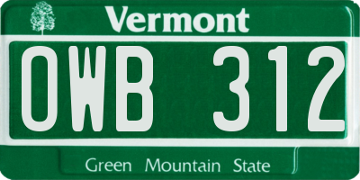 VT license plate OWB312