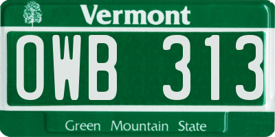 VT license plate OWB313