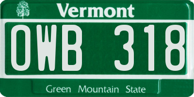 VT license plate OWB318