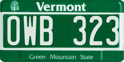 VT license plate OWB323