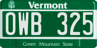 VT license plate OWB325
