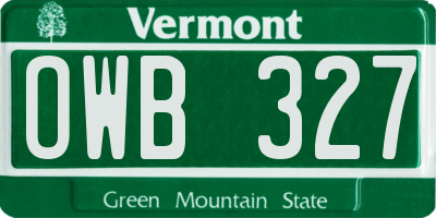 VT license plate OWB327