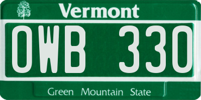 VT license plate OWB330