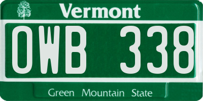 VT license plate OWB338