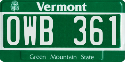 VT license plate OWB361