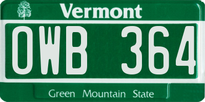 VT license plate OWB364