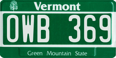 VT license plate OWB369