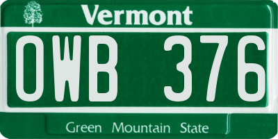 VT license plate OWB376