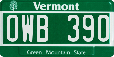 VT license plate OWB390