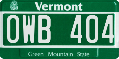 VT license plate OWB404