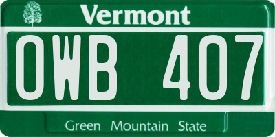 VT license plate OWB407