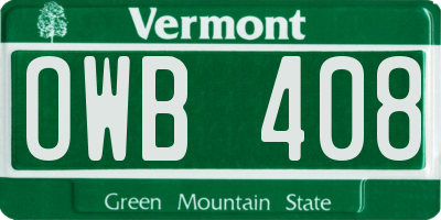 VT license plate OWB408