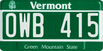 VT license plate OWB415