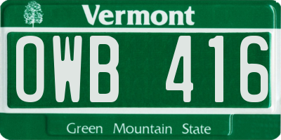 VT license plate OWB416