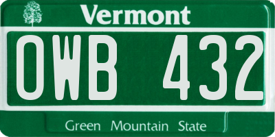 VT license plate OWB432