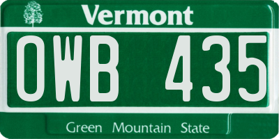 VT license plate OWB435