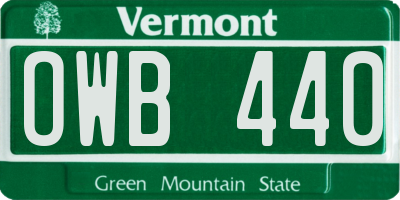 VT license plate OWB440