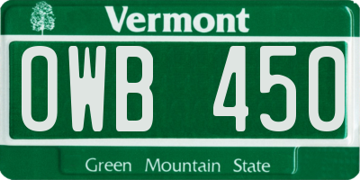 VT license plate OWB450
