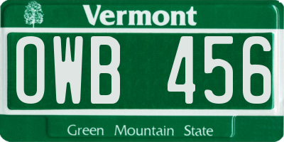 VT license plate OWB456