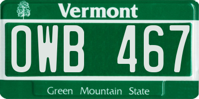 VT license plate OWB467