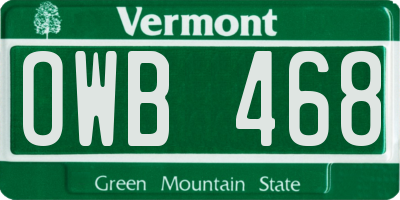 VT license plate OWB468