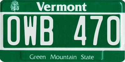 VT license plate OWB470