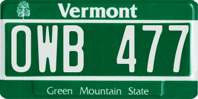 VT license plate OWB477