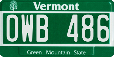 VT license plate OWB486