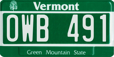 VT license plate OWB491