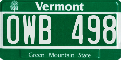 VT license plate OWB498