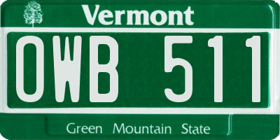 VT license plate OWB511