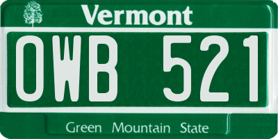 VT license plate OWB521