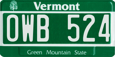 VT license plate OWB524