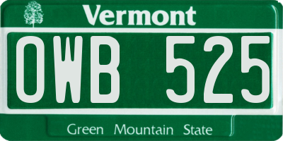VT license plate OWB525